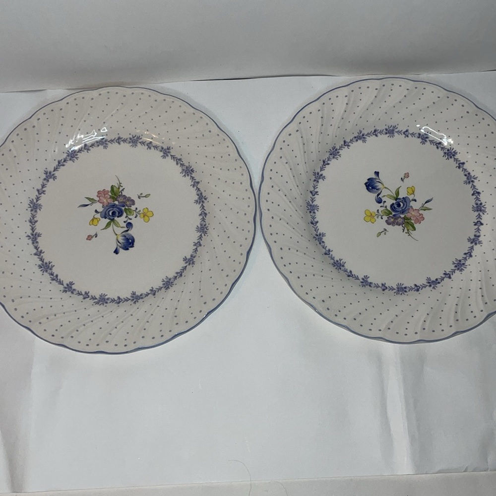 Nikko tableware blue peony dot ceramic dinner plates set of 2